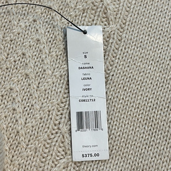 Theory Dashana Leuna Alcapa and Silk Blend Turtleneck Knit Sweater Dress Ivory - Picture 6 of 6